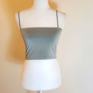 Express green body contour cropped top